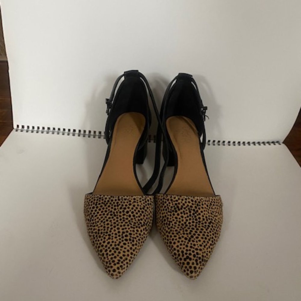 Crown Vintage spotted faux fur kitten heels